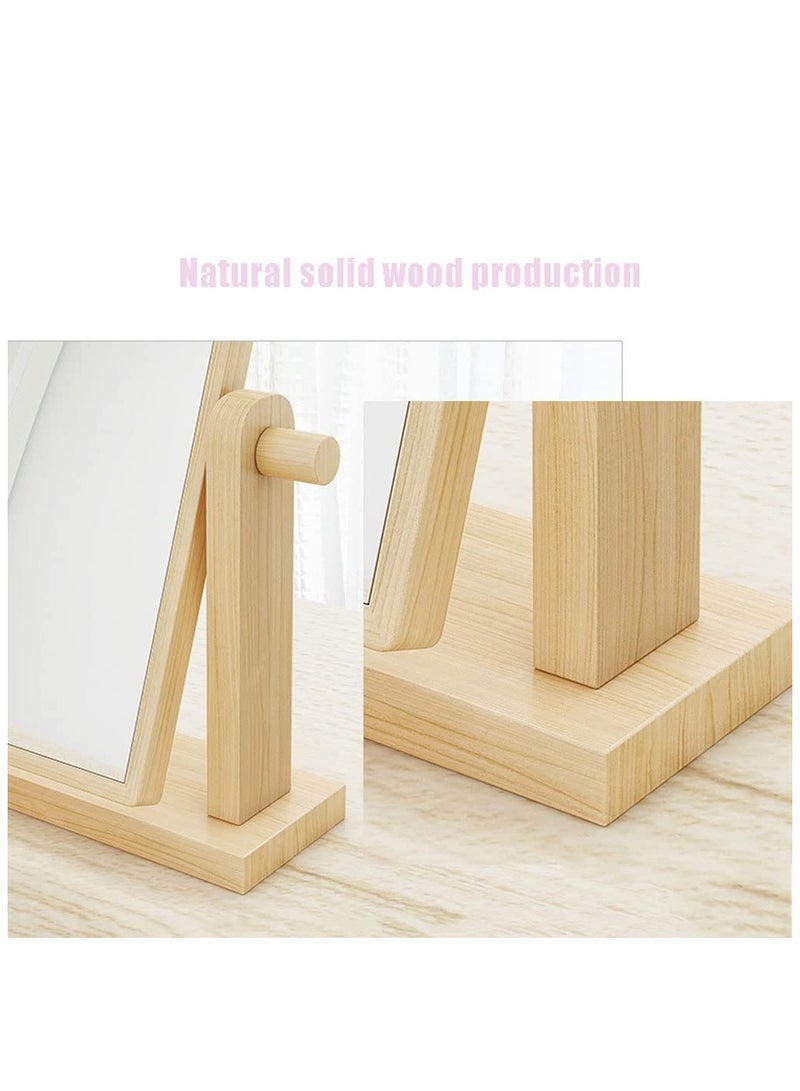 Makeup Mirror Wood Desktop, Vanity Mirror Vertical Bathroom Mirror, High-Definition Vanity Mirror with Tray, 360 Degree Swivel Mirror, Suitable Portable for Dressing Table Desk Bathroom Bedroom  - Image 5