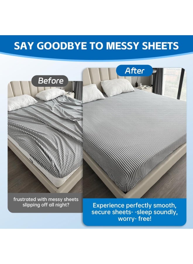 ديوتي مجموعة من 8 حاملات ملاءات سرير متينة، أحزمة قابلة للتعديل للحفاظ على ملاءات السرير مشدودة ومنع تجاعيدها، مناسبة لمراتب التوأم، الملكة، والكينج. - Image 5