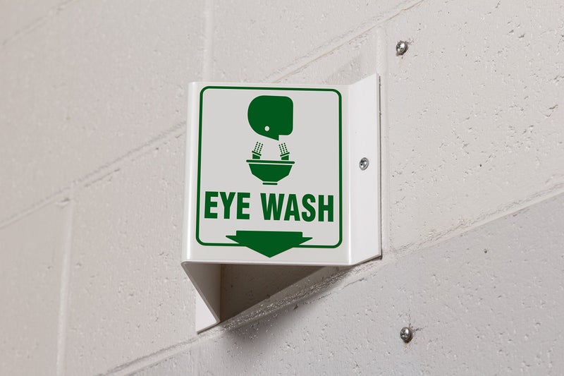 Brady Brady V1EW03A 6" Height, 9" Width, 4" Depth Acrylic Green On White Color Standard "V" Sign Legend "Eye Wash (With Picto)"  - Image 2
