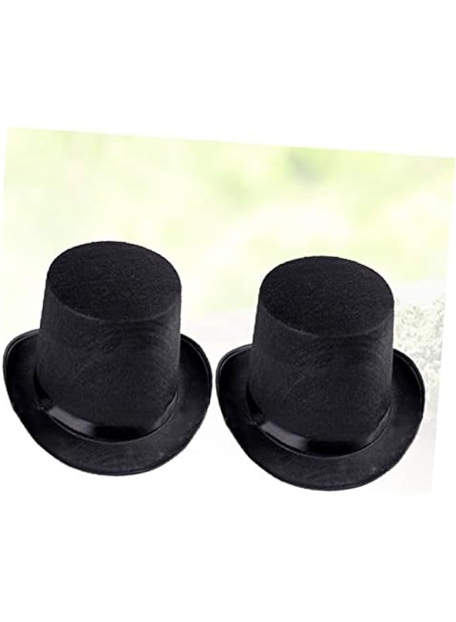 Black Top Hat 2pcs Hats in Bulk Negras Para Hombres Black Outfit Birthday Hat Felt Plastic Magician Hats Props Party Felt Crafts Clothing Apparel Women's Cosplay Mens Top Hats - Image 2