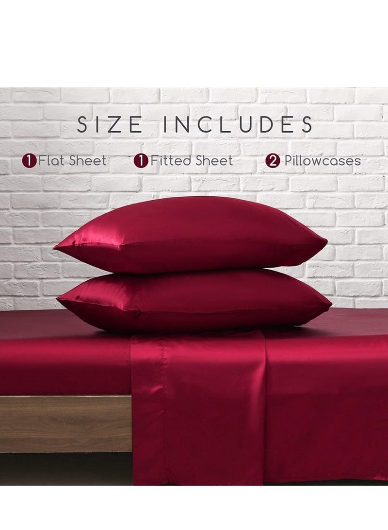 Silky Bedding Set 4-Piece(Red) - Image 2