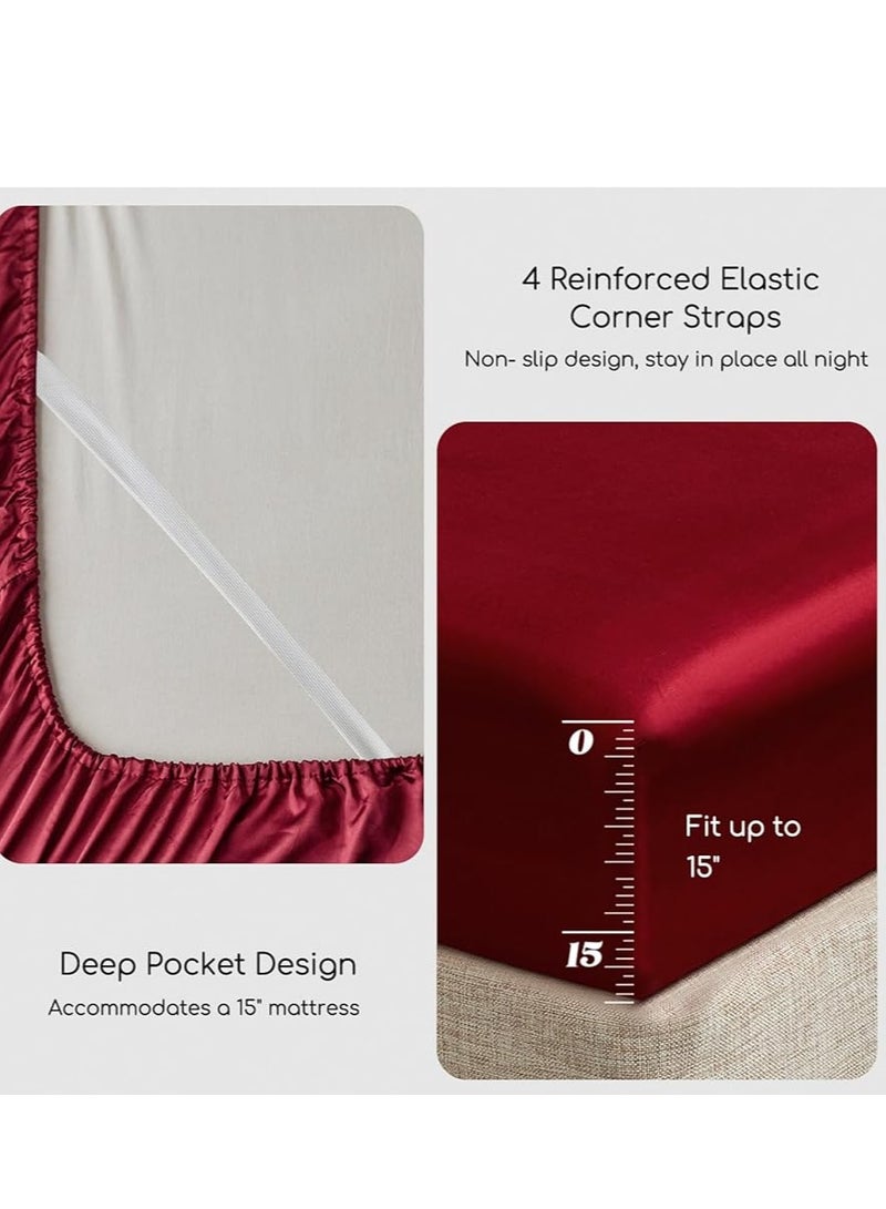 Silky Bedding Set 4-Piece(Red) - Image 3