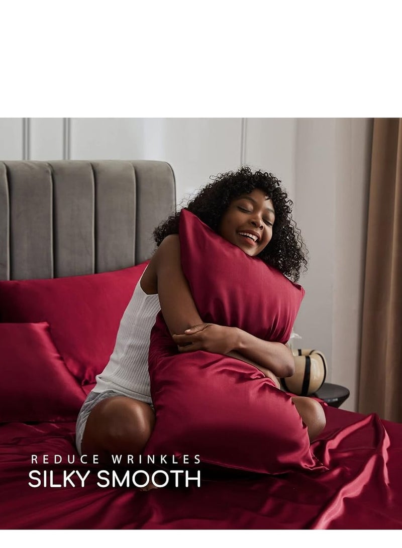 Silky Bedding Set 4-Piece(Red) - Image 4