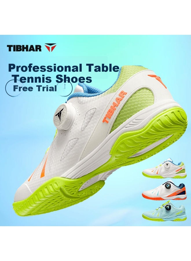 Tibhar Kids Table Tennis Shoes Jd Self-operated Non-slip Professional Compeion Shoes Durable Rubber Sole 02401 White Fluorescent Green Size 30