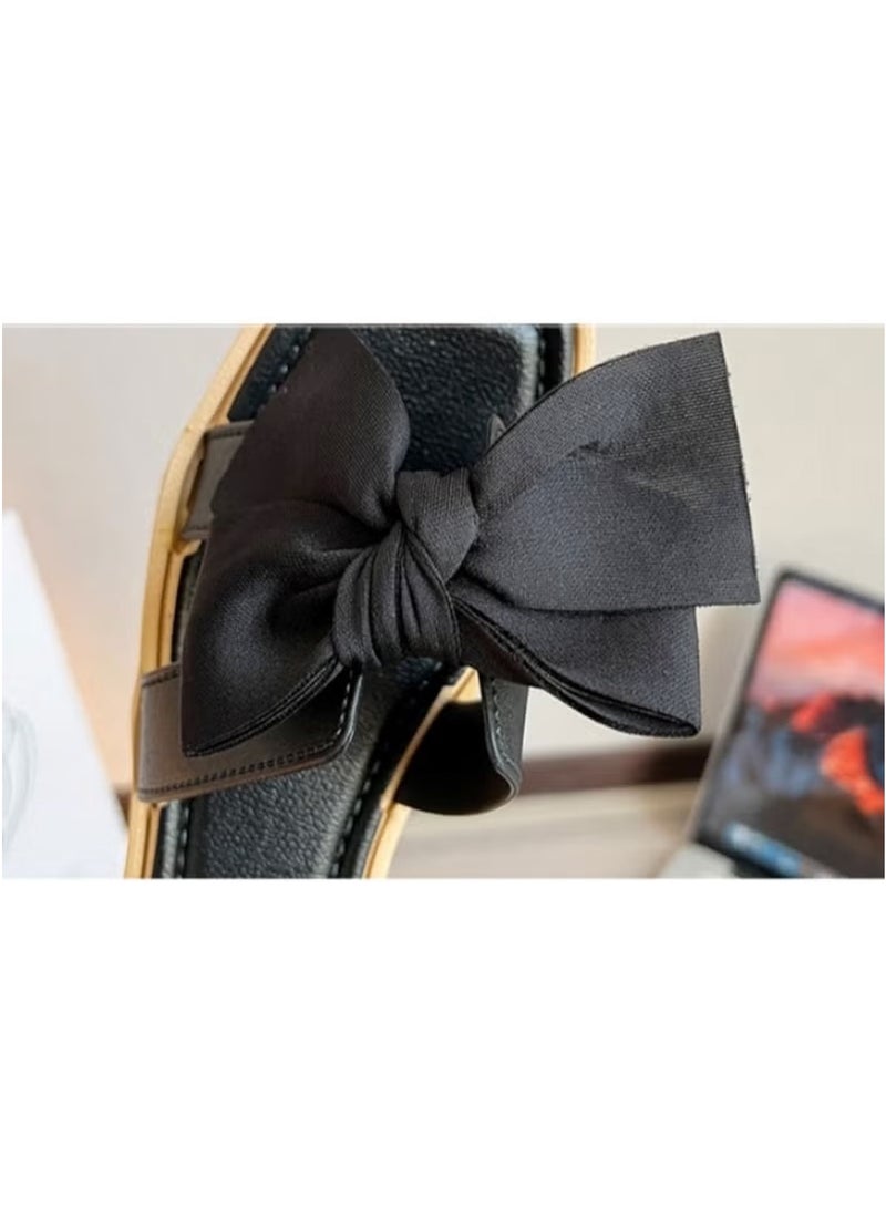 Huitich Fairy Style Bowknot Wedge Flip Flops – Soft Sole Outdoor Sandals (EU Size 38–39)  - Image 3