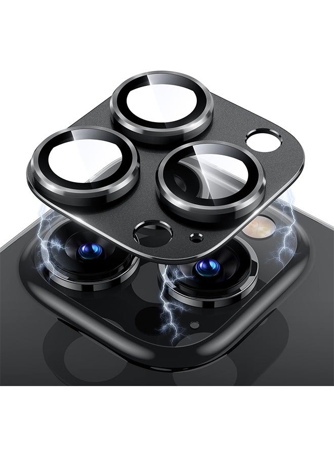 اتش واي يوايتون لآيفون 14 برو / ايفون 14 برو ماكس واقي عدسة الكاميرا ، [الحماية من السقوط] 9H خفف من الزجاج غطاء الكاميرا شاشة حلقة معدنية حالة صديقة للخدش مقاومة سهلة التركيب - أسود - Image 1