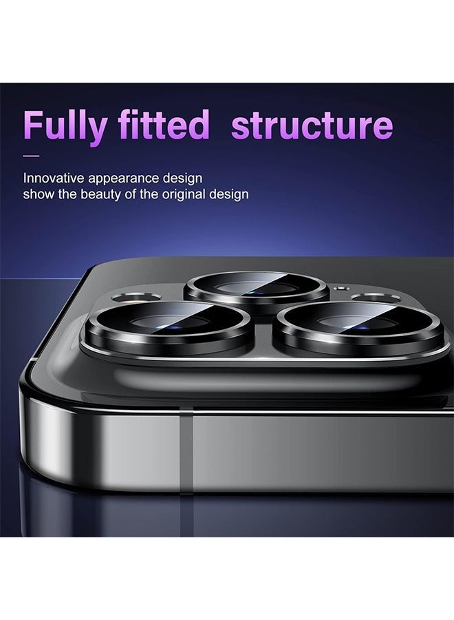HY Uyiton for iPhone 14 Pro/iPhone 14 Pro Max Camera Lens Protector, [Drop Protection] 9H Tempered Glass Camera Cover Screen Metal Ring Case Friendly Scratch Resistant Easy to Install - Black - Image 5