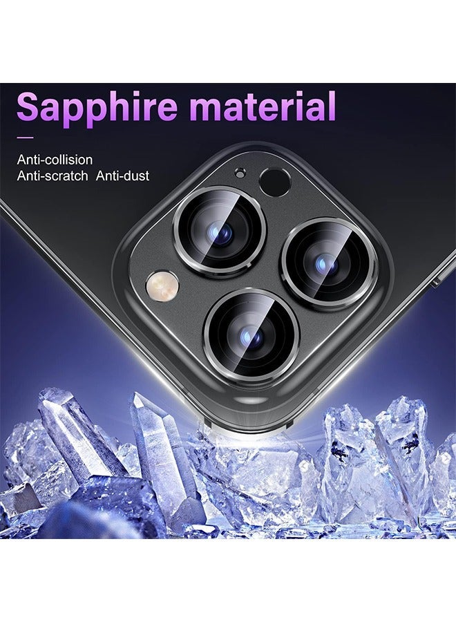 HY Uyiton for iPhone 14 Pro/iPhone 14 Pro Max Camera Lens Protector, [Drop Protection] 9H Tempered Glass Camera Cover Screen Metal Ring Case Friendly Scratch Resistant Easy to Install - Black - Image 4