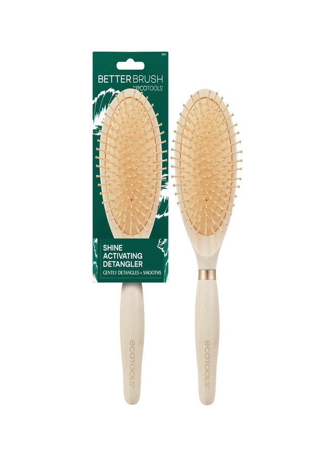 EcoTools Shine Activating Detangler Hairbrush, Brush For Wet Or Dry Hair, Gently Detangle & Style Hair, Heat Safe Paddle Brush, Flexible Bristles, Renewable Bamboo, Vegan & Cruelty-Free, 1 Count - Image 1