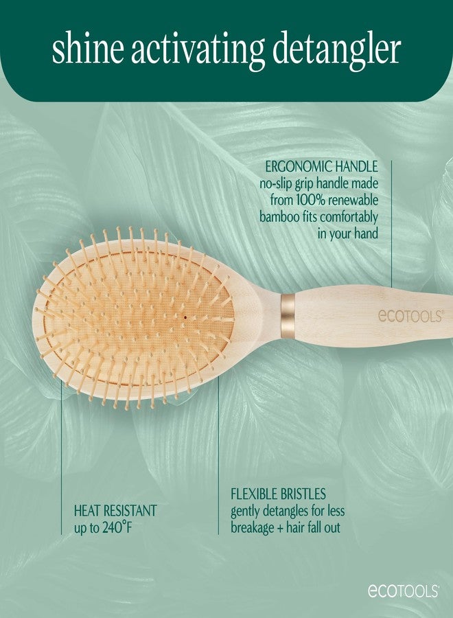 EcoTools Shine Activating Detangler Hairbrush, Brush For Wet Or Dry Hair, Gently Detangle & Style Hair, Heat Safe Paddle Brush, Flexible Bristles, Renewable Bamboo, Vegan & Cruelty-Free, 1 Count - Image 2