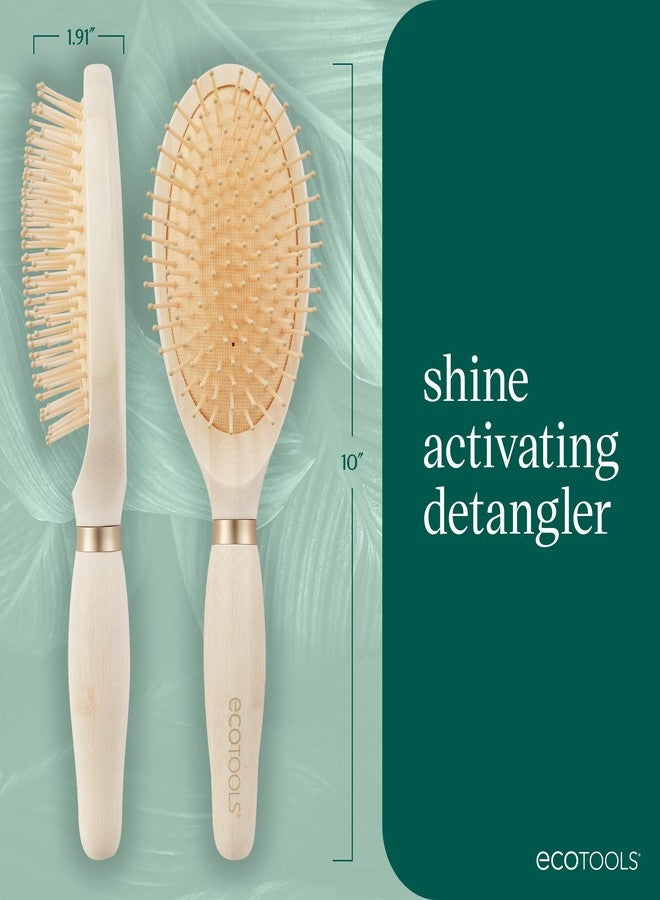 EcoTools Shine Activating Detangler Hairbrush, Brush For Wet Or Dry Hair, Gently Detangle & Style Hair, Heat Safe Paddle Brush, Flexible Bristles, Renewable Bamboo, Vegan & Cruelty-Free, 1 Count - Image 4