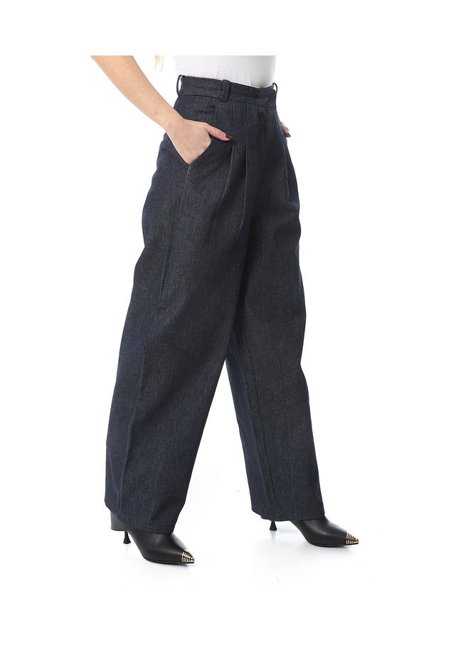 Mr.joe MR Joe tailored Cut Straight Wild Pants for Women - Dark Blue Denim 2722  - Image 1