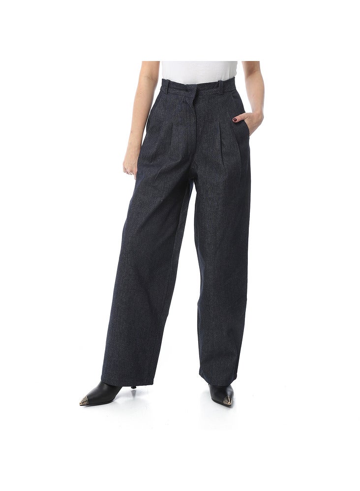 Mr.joe MR Joe tailored Cut Straight Wild Pants for Women - Dark Blue Denim 2722  - Image 2