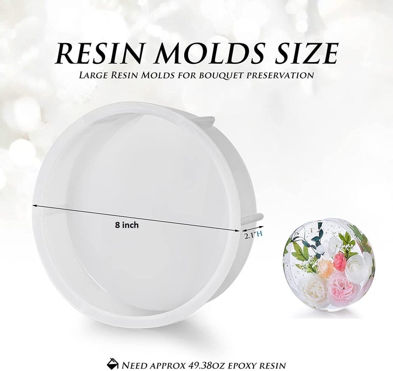 ARTOOL Round Shape Deep Casting Resin Art Mold - Decorative DIY Flower Preservative Silicone Deep Casting Mould - Epoxy UV Resin Art Mould - 8 Inch, 2.1 Inch Depth - Set of 1 - Image 2