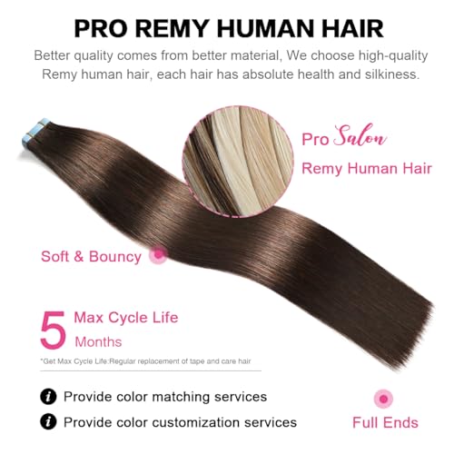 SUYYA Tape in Hair Extensions Human Hair Brown 100% Real Human Hair 12 inches 20pcs 40g/pack Straight Seamless Skin Weft Tape in Hair Extensions(12 inches #2 Darkest Brown) - Image 4