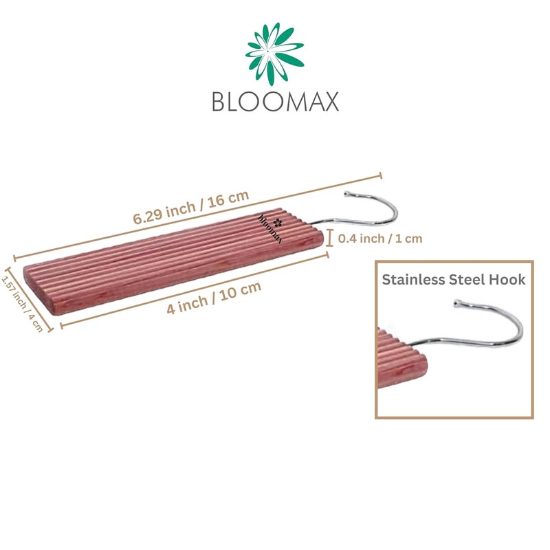 BLOOMAX 20 Pcs Cedar Block Planks with Hanging Chrome Hooks for Moth Repellent Cedar Blocks for Clothes Storage Better Than Moth Balls for Closet Cedar Hangers Clothes Moths Pack of 20 - Image 4