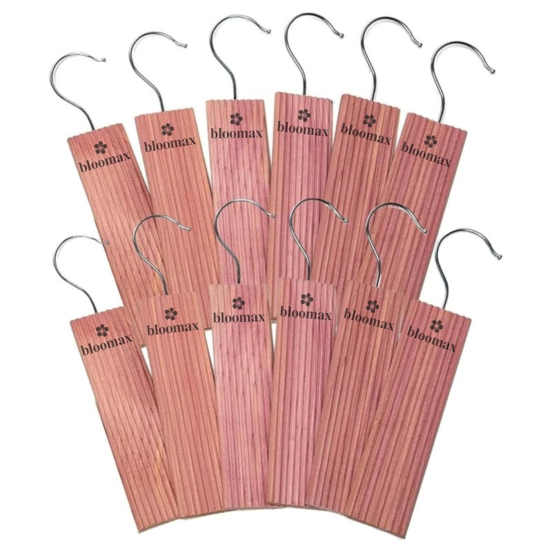 BLOOMAX 20 Pcs Cedar Block Planks with Hanging Chrome Hooks for Moth Repellent Cedar Blocks for Clothes Storage Better Than Moth Balls for Closet Cedar Hangers Clothes Moths Pack of 20 - Image 1
