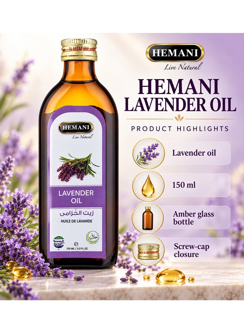 HEMANI Lavender Oil 150ml | Pure Aromatherapy Essential Oil for Stress Relief, Skin & Hair Care - Image 2