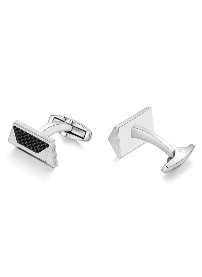 POLICE Geometric Metal Cufflinks For Men Silver Color