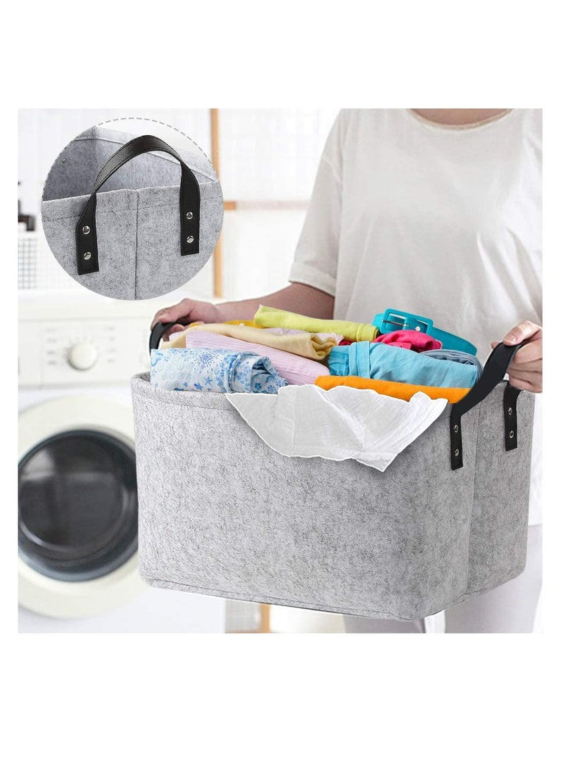 SYOSI Large Felt Storage Basket, Open Fabric Bins Foldable Organizer Box, with Handles for Closet, Clothing, Toys, Books, Office Products - Image 4
