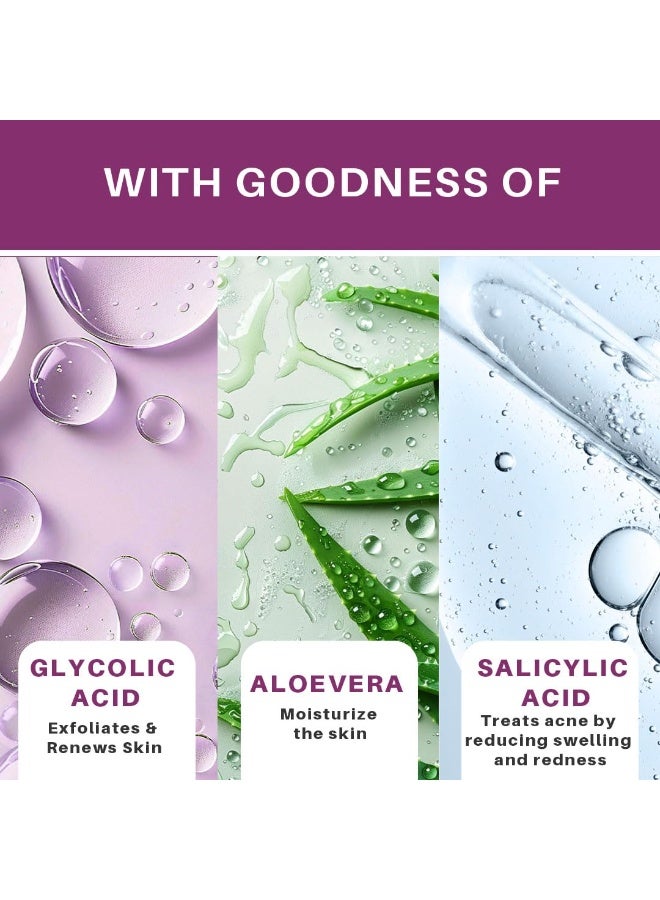 Glamveda Glycolic Acid & Salicylic Acid Anti Acne Face Wash (100ml Pack of 2) | For Oily & Acne Prone Skin | Oil balancing, Deep Cleansing - Image 2