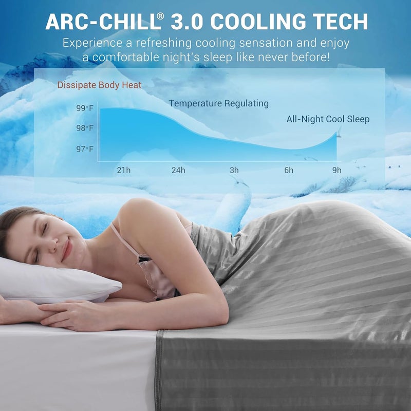 Elegear Revolutionary Cooling Blanket Queen, Absorbs Heat to Keep Body Cool for Night Sweats, Double Sided Arc-Chill3.0 Cooling Fiber Q-Max>0.5, Lightweight Summer Cold Blankets for Sleeping 79“ x 86” - Image 2