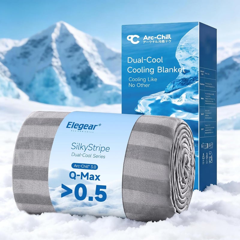 Elegear Revolutionary Cooling Blanket Queen, Absorbs Heat to Keep Body Cool for Night Sweats, Double Sided Arc-Chill3.0 Cooling Fiber Q-Max>0.5, Lightweight Summer Cold Blankets for Sleeping 79“ x 86” - Image 1