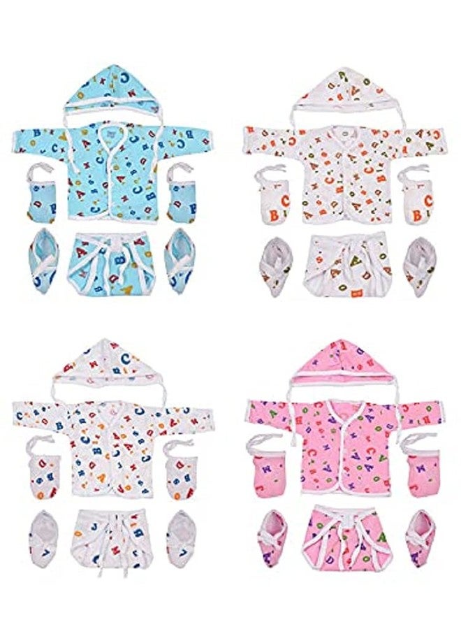 Toddylon Baby Cotton Printed New Born Clothes Jhabla Set | Front Open T-Shirt | Nappies | Cap, Mitten & Booties | | Casual | Regular Fit | Sleepwear (Multicolor, 0-6 Months) - Image 2