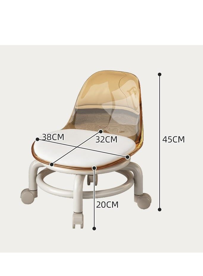 Golden 2 pieces Low Rolling Stool-Small Acrylic Stool with Wheels,Mini Roller Seat with Back Support,Short Rolling Stool Chair for Work,Home Cleaning,Garage,Office and Laundry (‎Transparent) - Image 2