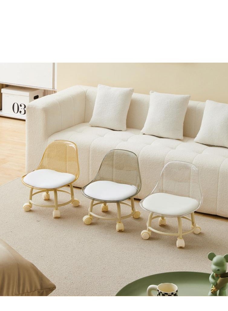 Golden 2 pieces Low Rolling Stool-Small Acrylic Stool with Wheels,Mini Roller Seat with Back Support,Short Rolling Stool Chair for Work,Home Cleaning,Garage,Office and Laundry (‎Transparent) - Image 4