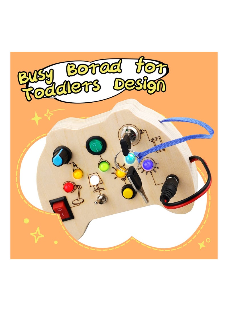 SYOSI Busy Board with LED Light Toys for Toddlers, Montessori Toys with Toggle Switch, Sensory Toys for Toddlers 1-3, Travel Toys for Educational Toddler Activities for 1 2 3 4 Year Old Boys & Girls - Image 2