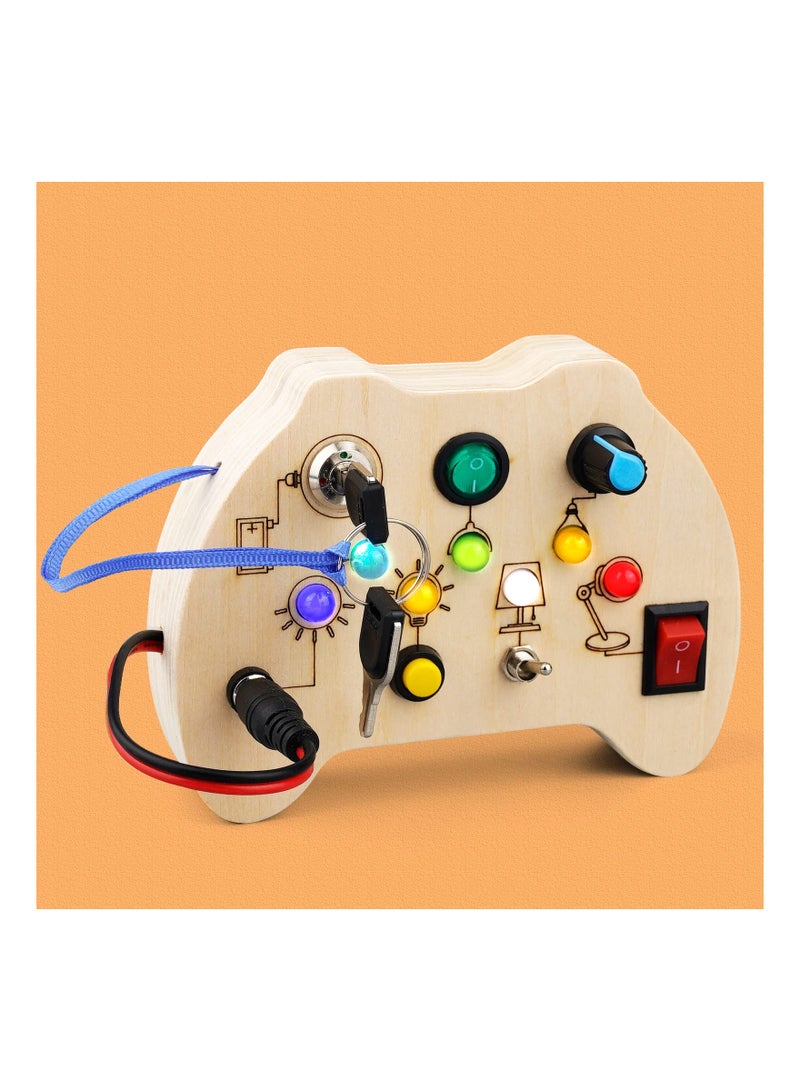 SYOSI Busy Board with LED Light Toys for Toddlers, Montessori Toys with Toggle Switch, Sensory Toys for Toddlers 1-3, Travel Toys for Educational Toddler Activities for 1 2 3 4 Year Old Boys & Girls - Image 1