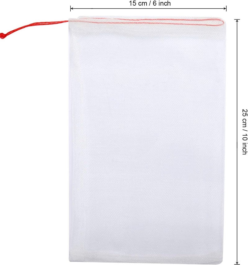 Kikhope كيخوب 50 قطعة من أكياس حماية الفواكه، أكياس شبكية مقاس 10" × 6"، أكياس شبكية للحديقة مزودة بحبل للسحب، أكياس لأشجار الفاكهة، أكياس حاجزة لحماية الفواكه والخضروات. - Image 2