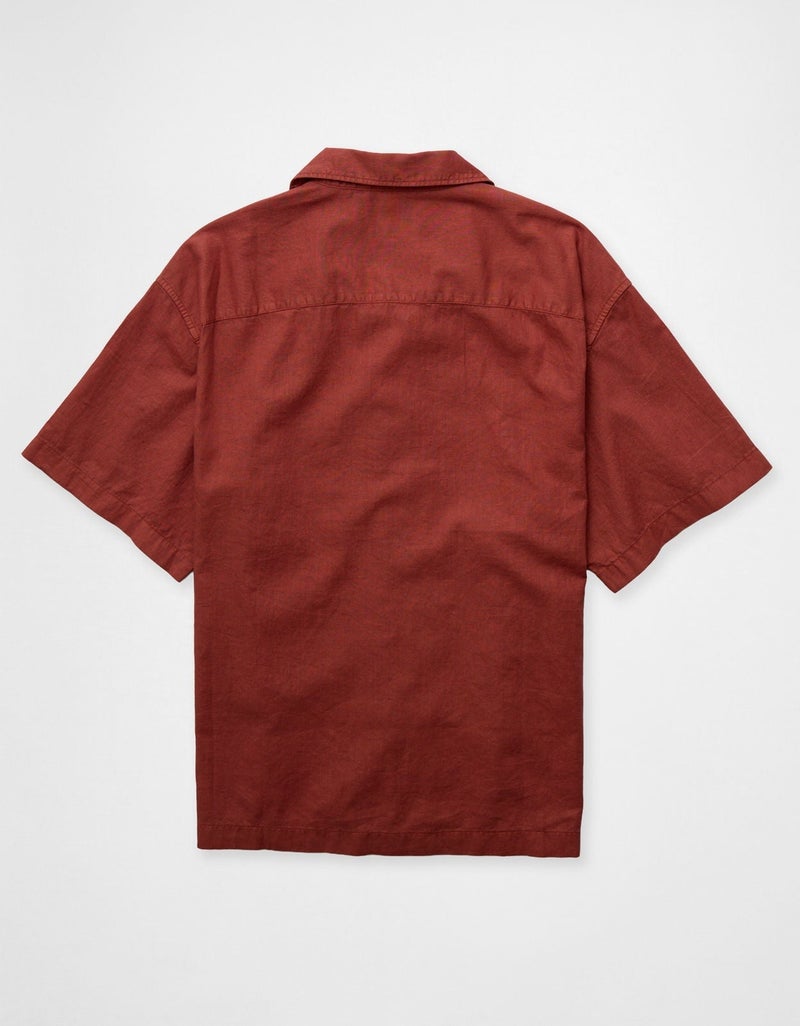 American Eagle AE Relaxed Fit Linen-Blend Camp Collar Shirt - Image 4
