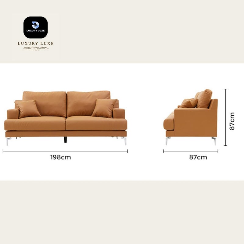 Luxury Luxe Modern 3-Seater Sofa in Brown - Image 2