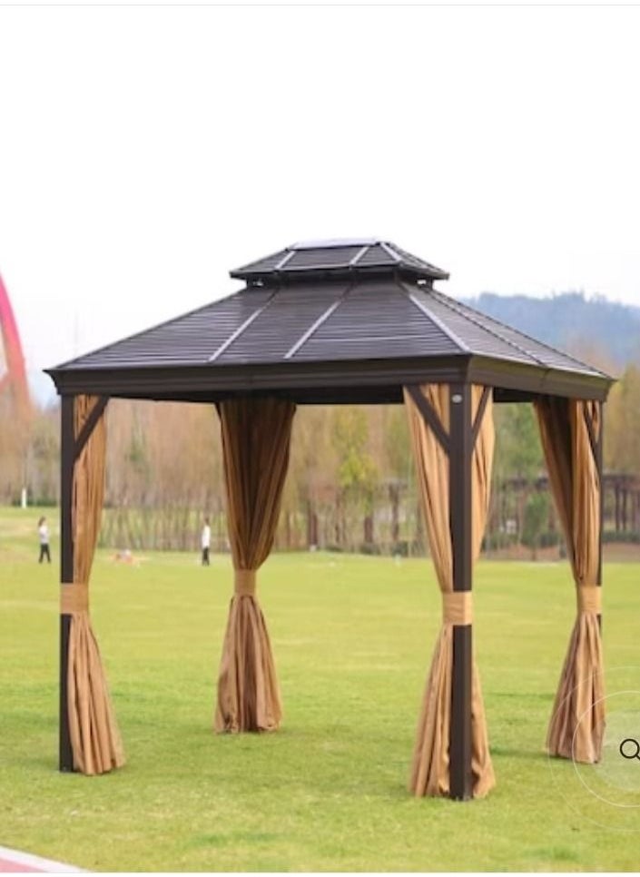 Swin Furniture - Swin 3x4 meters Durable Aluminum Outdoor  Gazebo for Garden Brown - Image 1