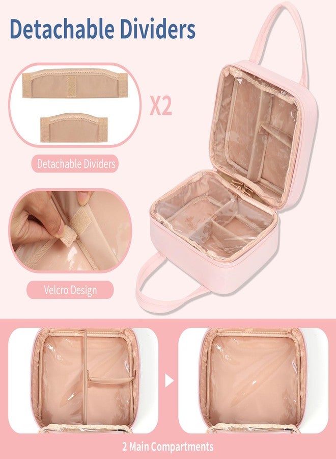 onemoky Travel Makeup Bag, Large Capacity Cosmetic Bag, Portable Make Up Bag Organizer for Women, Waterproof Cosmetic Travel Bag with Dividers and Brush Compartment for Cosmetics & Toiletries - Image 4