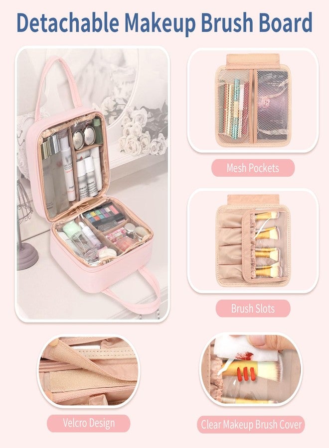 onemoky Travel Makeup Bag, Large Capacity Cosmetic Bag, Portable Make Up Bag Organizer for Women, Waterproof Cosmetic Travel Bag with Dividers and Brush Compartment for Cosmetics & Toiletries - Image 3
