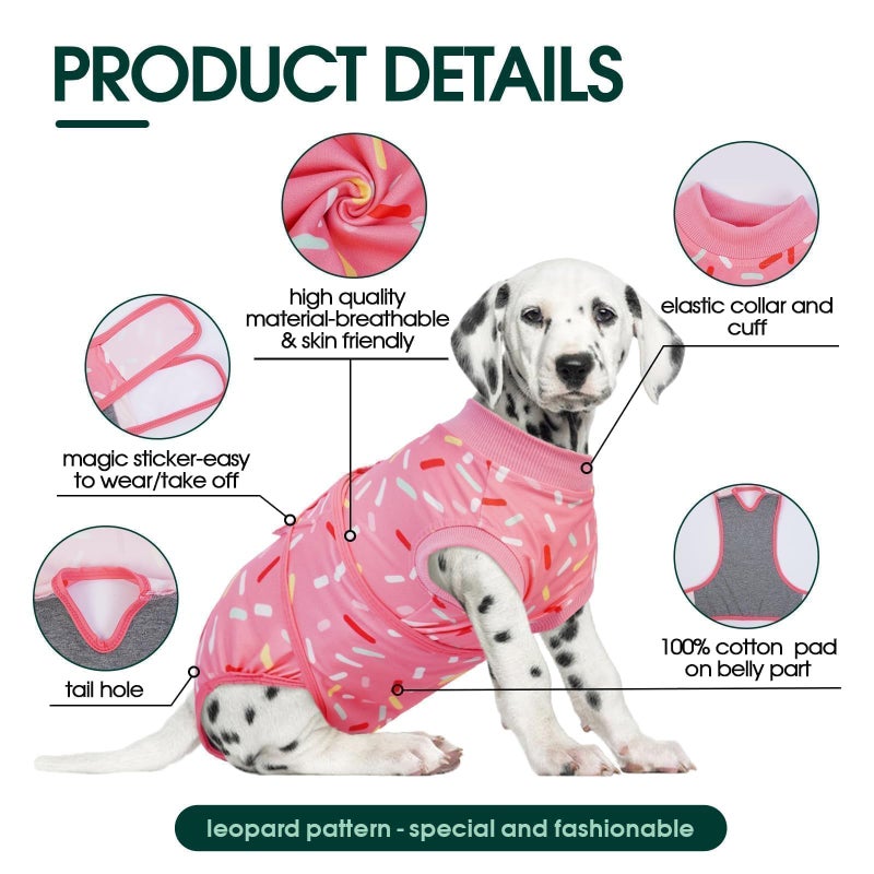 Kuoser Recovery Suit for Dogs, Dog Recovery Suit Female Doggie Onesie for Surgery, Post-Op Onesie for Female & Male Dogs, Soft Protective Wear, PinkRibbon M - Image 3