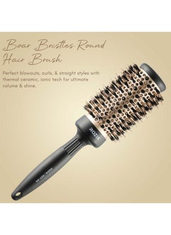 Rozia Pro Boar Bristles Round Hair Brush, Thermal Ceramic & Ionic Tech, Roller Hair Brush For Blow Drying, Curling, Straightening, Add Volume & Shine (44 Mm)  - Image 2