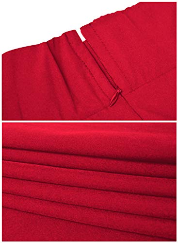 RANPHEE Long Skirts for Women Fit and Flare Flowy Fall Red Maxi A Line Elegant Dressy Casual Swing Flattering Skirt to Hide Tummy M - Image 4