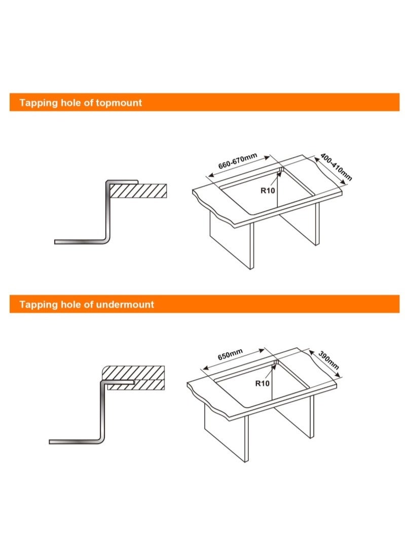 المفتاحة حوض مطبخ فاخر من الفولاذ المقاوم للصدأ - حوض كبير أحادي الحوض مثبت أسفله مع حوض عميق، يقلل الضوضاء، مقاوم للصدأ والخدش، تصميم عصري للمطابخ المنزلية والتجارية - Image 5