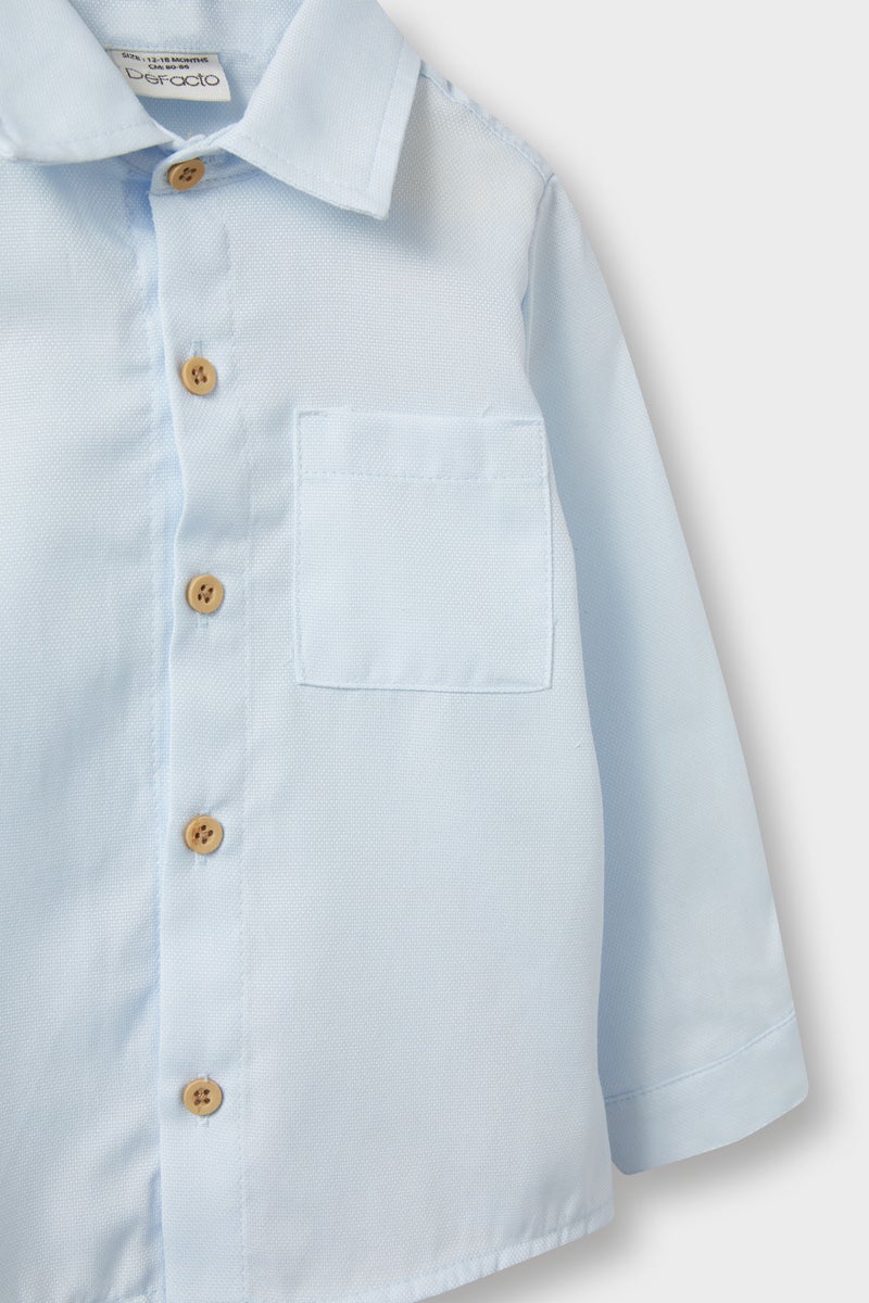 DeFacto Blue BabyBoy Baby Boy Shirt Collar Oxford Long Sleeve Shirt Casual - Image 2