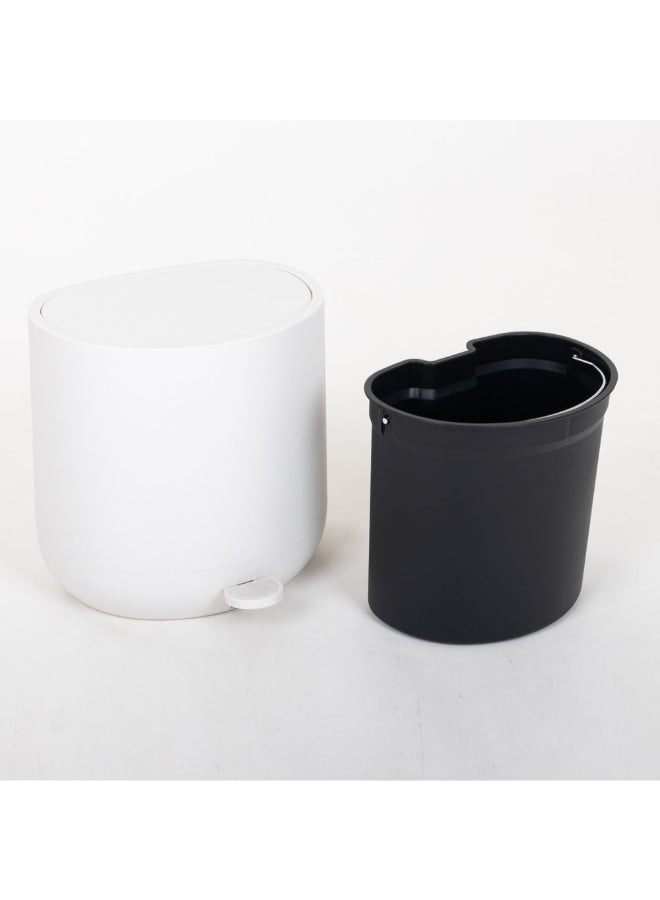 Zinnia 5L Half Round White Plastic Pedal Bin with Soft Close Lid - Image 2