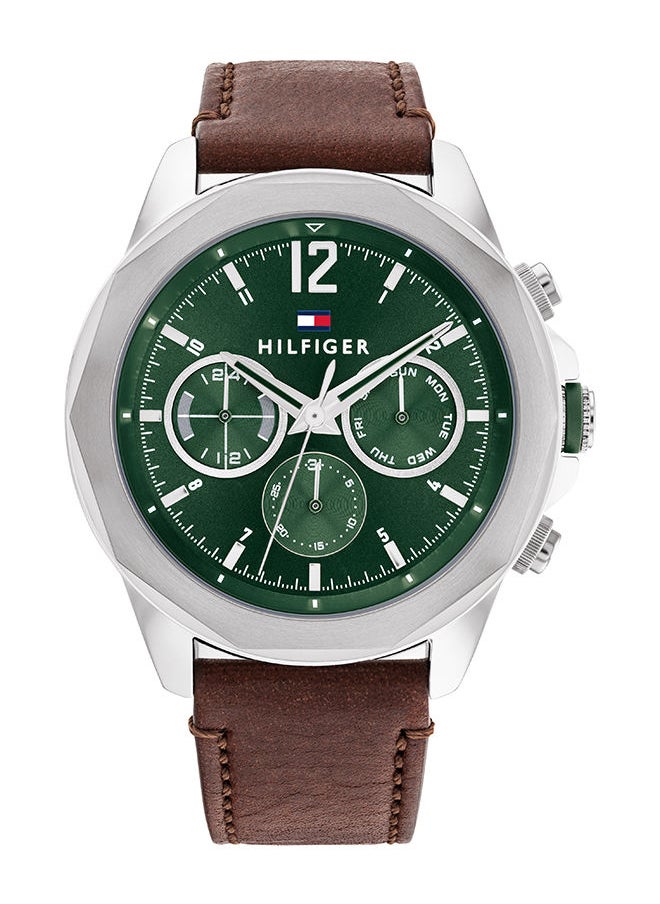 TOMMY HILFIGER - Men Analog Round Shape Leather Wrist Watch 46 mm - Image 1
