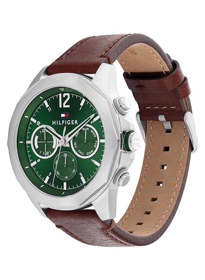 TOMMY HILFIGER - Men Analog Round Shape Leather Wrist Watch 46 mm - Image 1