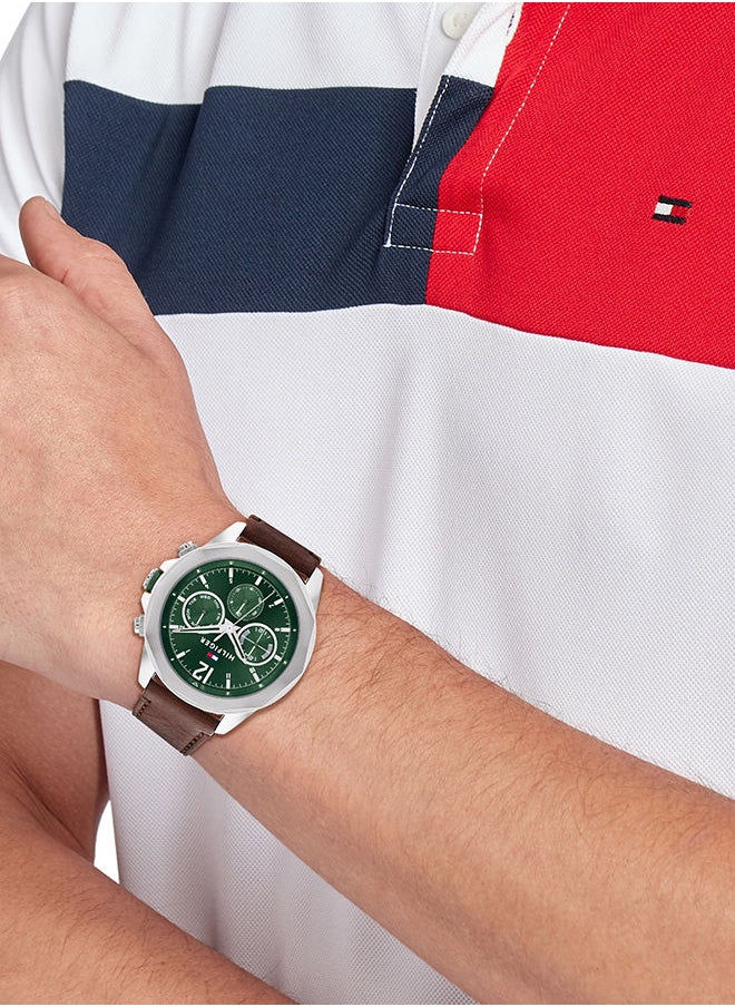 TOMMY HILFIGER - Men Analog Round Shape Leather Wrist Watch 46 mm - Image 1