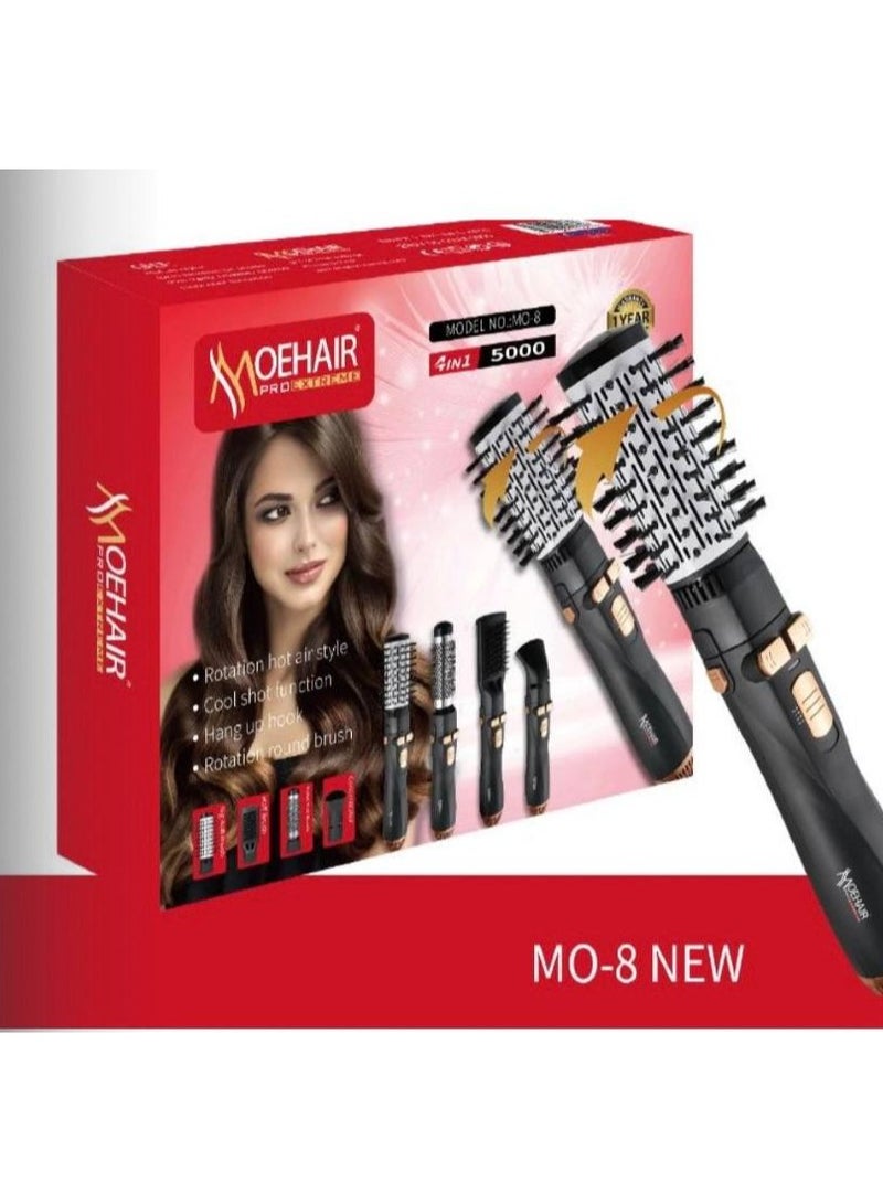 MoeHair MOHAIR Professional Rotating Hair Dryer Brush 4 in 1 for Styling, Drying, Straightening, Curling, and Frizz Control 5000W MO-8 - Image 1