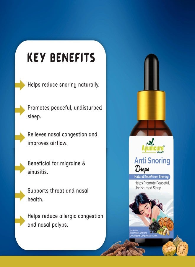 Ayumcure Anti Snoring Drops 30ML| Herbal Nasal Drops for Snoring Relief & Better Sleep | With Indian Bael, Draksha, Dry Ginger & Long Pepper | Improves Breathing | 100% Natural for Men & Women - Image 4