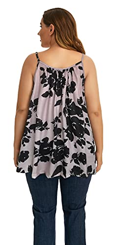 JOELLYUS Summer Tank Tops for Women Boho Floral Loose Cami Spaghetti Strap Tunic Blouses (Peach,3XL) - Image 4